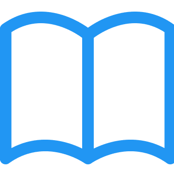 bytesize_book Blue outline of an open book with two visible pages, shown in a simple, minimalist icon style.