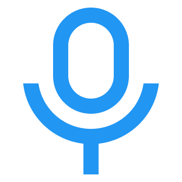 ri_mic-line Blue microphone icon with a circular top and a straight vertical line at the bottom, set against a transparent background.